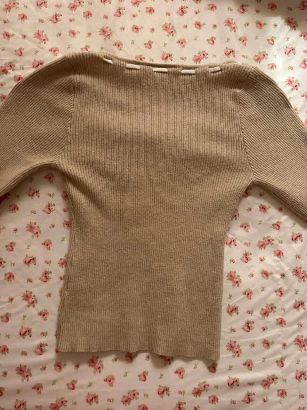 Buckle Willow+Root Beige Ribbed Tie-Front Square Neck Top - Picture 5 of 6
